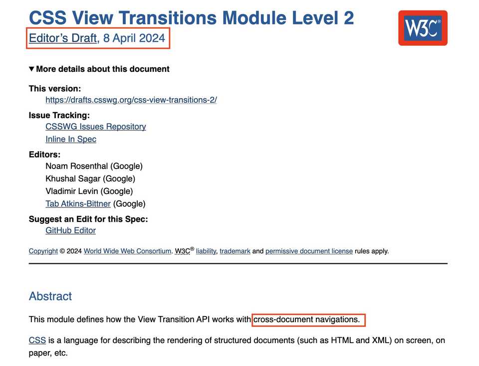 View Transition API: cross-document navigation