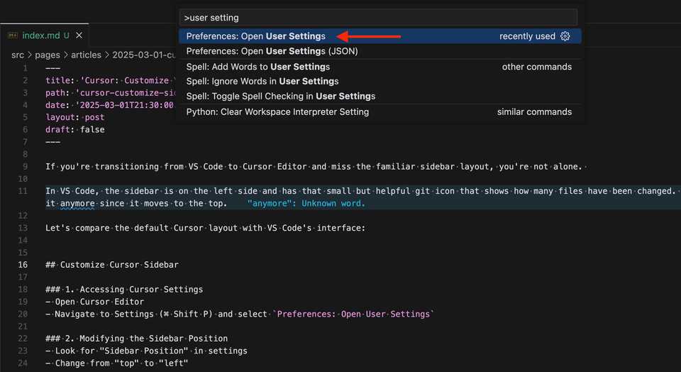 Cursor VS Code Sidebar