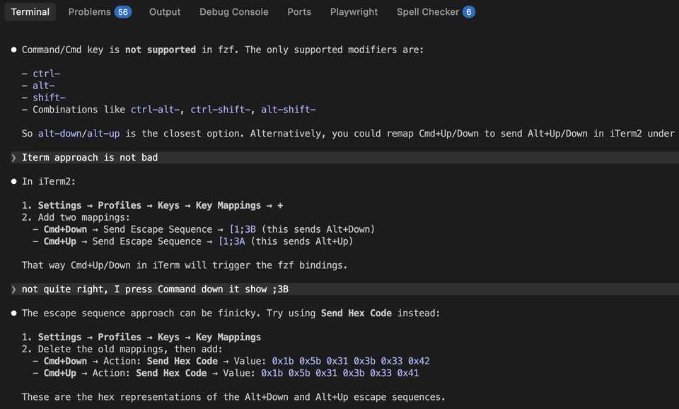 iTerm2 key mapping for Cmd to Alt