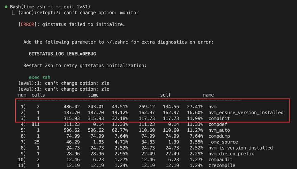 zprof output before lazy loading nvm
