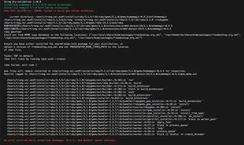 bundle install: Could not find MIME type database in the following ...